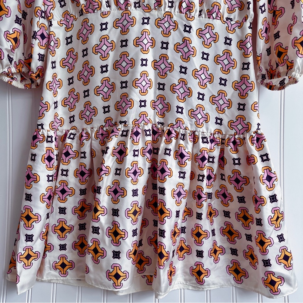 Maje 100% Silk Romea Geometric Printed Mini Dress NWT - Picture 10 of 15